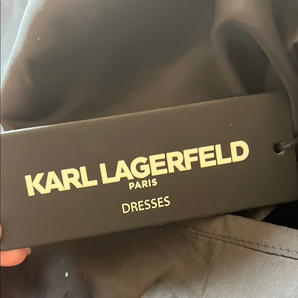 Karl Lagerfeld Black Sleeveless Dress with Chain Belt size 2 NWT - Picture 7 of 10